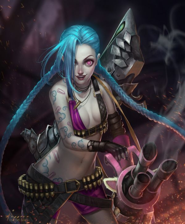 illustrazione, anime, anime girls, League of Legends, i fumetti, Jinx League of Legends