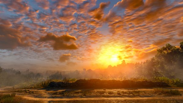 The Witcher 3 Wild berburu,screen shot,PC gaming,awan-awan