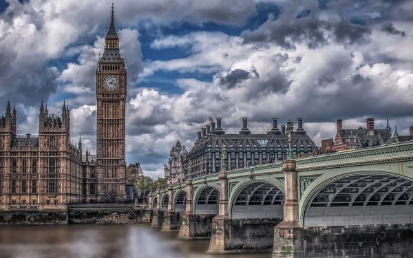 1920x1200 px,Big Ben,jembatan,kota,awan-awan,HDR