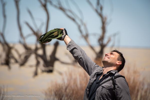 Australia, 2016, kapelusz, jezioro, człowiek, Menindee