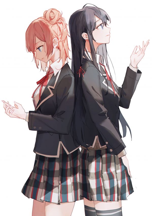 Yahari Ore no Seishun Amor Comédia wa Machigatteiru, Peitos pequenos, Peitos grandes, uniforme escolar, Jk, cabelo longo