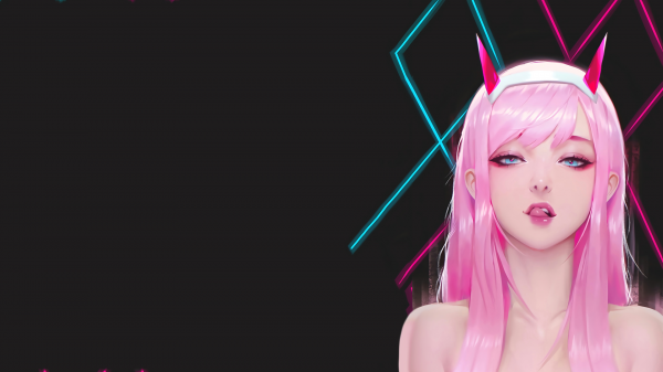 Mavi gözlü,Zero Two Darling in the FranXX,Darling in the FranXX,Anime girls,Pembe saç