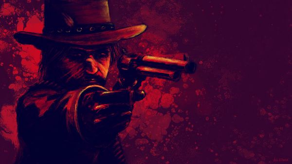 digitális művészet,Video Game Art,videójátékok,Red Dead Redemption,Red Dead Redemption 2,piros