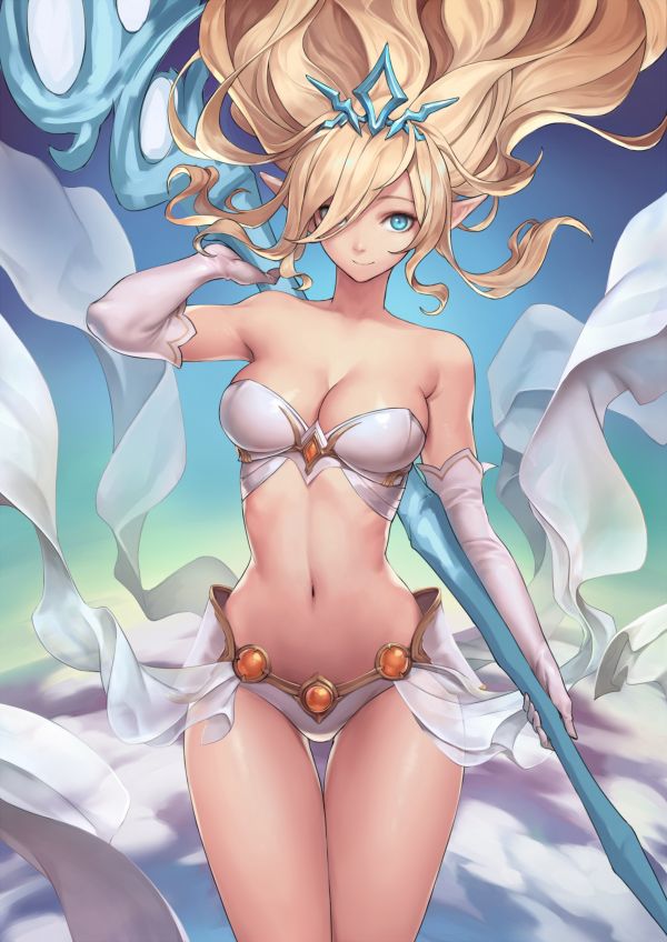 tette,sfaldamento,armatura bikini,Janna della forza del vento,League of Legends,orecchie a punta