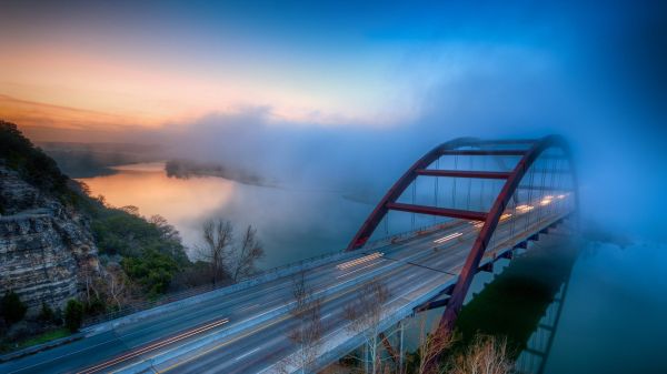 1920x1080 px,Austin, Texas,puente,Lake Austin,azul,Faros