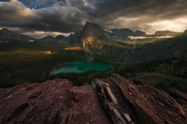 sollys,landskap,skog,fjellene,solnedgang,høyde