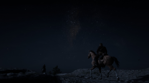 video game characters,Red Dead Redemption 2,Arthur Morgan,starry night,horse riding