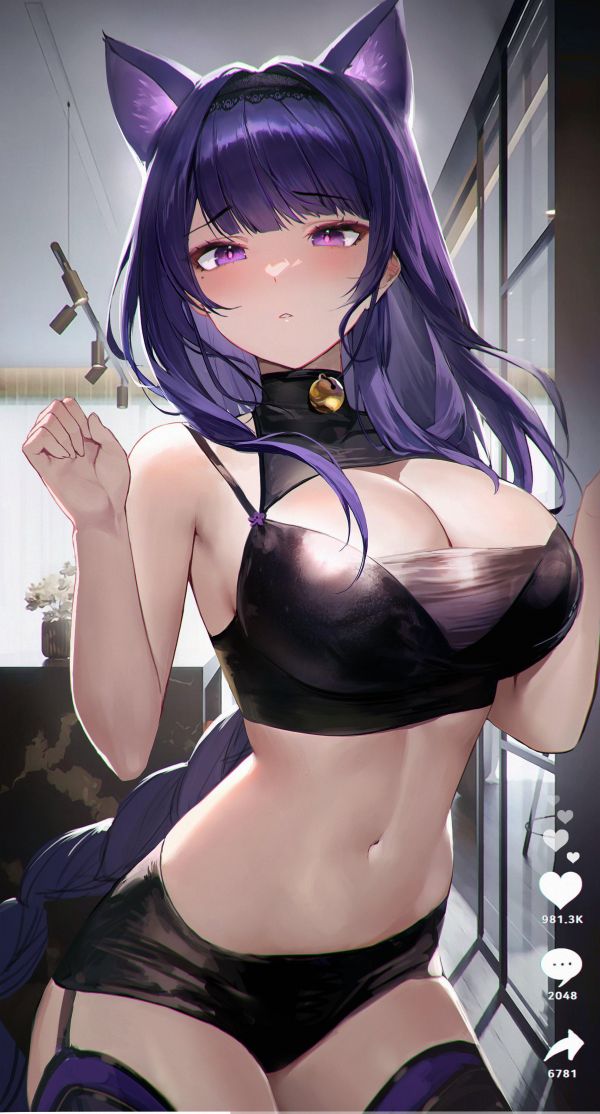 anime,anime girls,Genshin Impact,Raiden Shogun Genshin Impact,purple hair,purple eyes