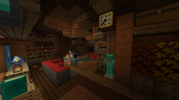 Minecraft,cabina,interior,noche,consolador,casa