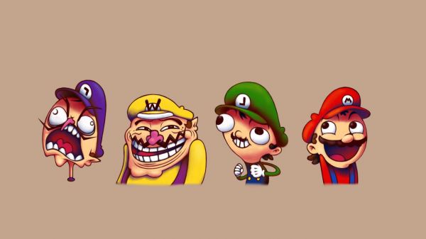 illustration,dessin animé,visage de troll,jeux vidéo,humour,Super mario