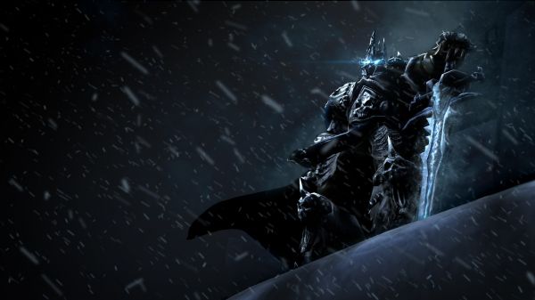 World of Warcraft, Arthas, World of Warcraft Ira do Rei da Lich, monocromático, Frostmourne, Meia-noite