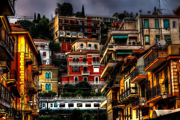 mare,città,strada,paesaggio urbano,Italia,notte