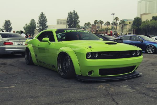 Dodge Challenger RT,5184x3456 px,zelená,LB Works,Liberty Walk,widebody