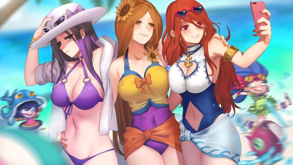 리그 오브 레전드,비디오 게임,전설의 Caitlyn 리그,캐 틀린,수영장 파티,Zoe League of Legends