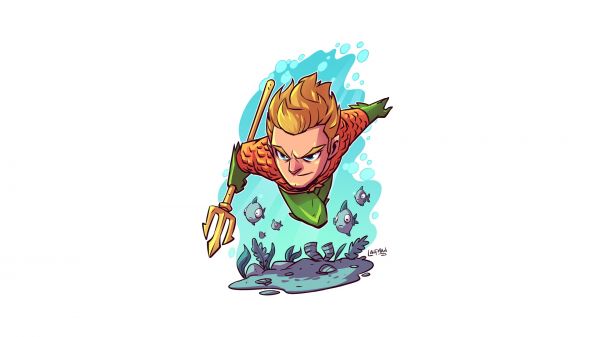 Derek Laufman,jednoduché pozadí,bílé pozadí,Aquaman,Marvel Comics,super hrdina