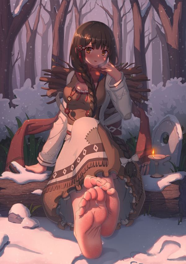 barfuß,foot sole,Wald,Braided hair,Sitzung