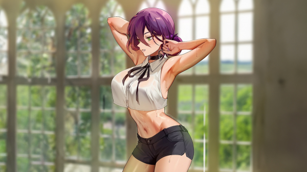 anime girls,anime,Reze Chainsaw Man,Chainsaw Man,shorts,wet body