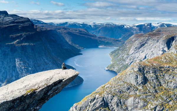 Natur,Landschaft,Berge,Norwegen,Trolltunga,Fjord