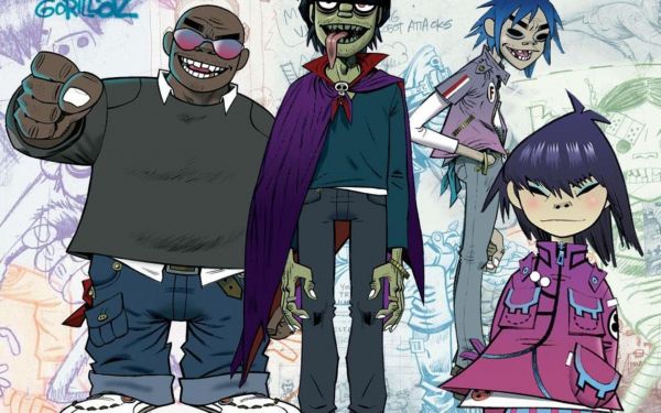 Illustration,Anime,Band,Gorillaz,lila,cool