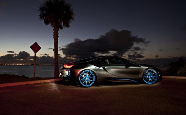 carro,BMW,veículo,BMW i8,noite,vista lateral