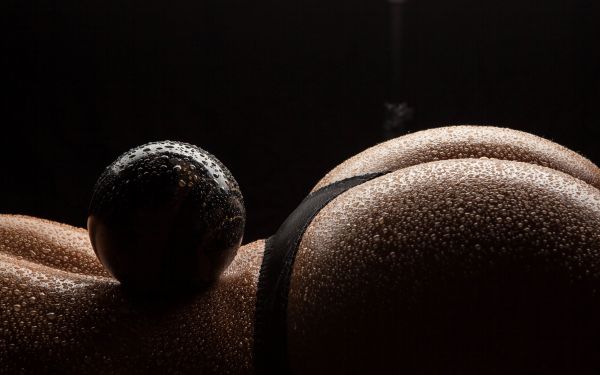 women,model,ass,lying on front,ball,wet body