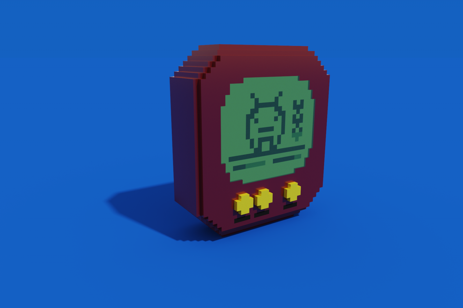 Tamagochi, retro spellen, consoles, MagicaVoxel, voxels, pixel art