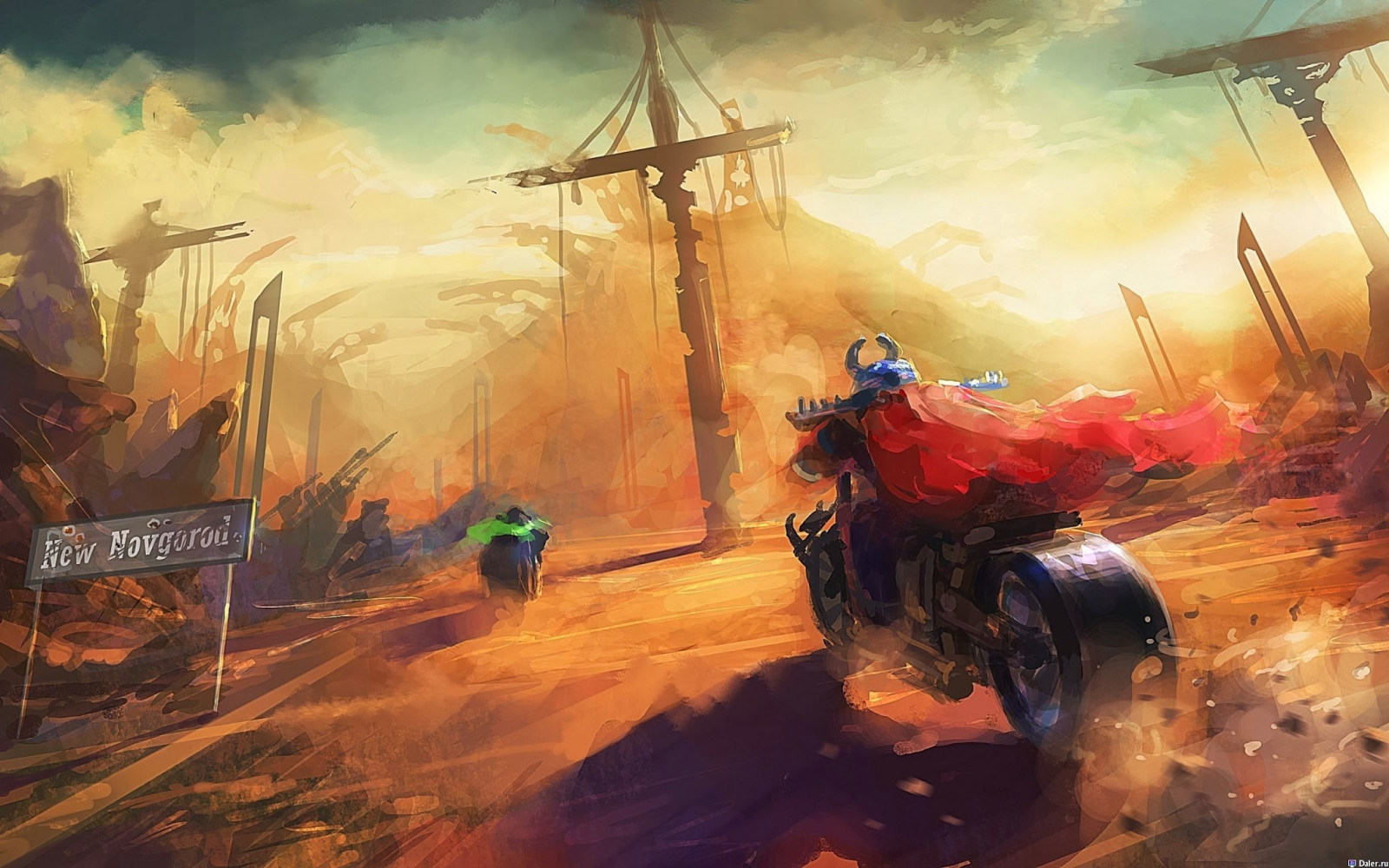 fantasy art, biker, screenshot, computer wallpaper, pc game