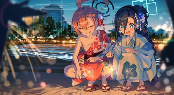 Anime piger,blue archive,tendou alice blue archive,bybilledet,fan kunst,yukata