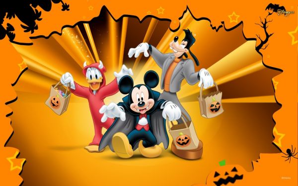 illustrasjon, Mikke Mus, Donald Duck, Goofy, anime, Halloween