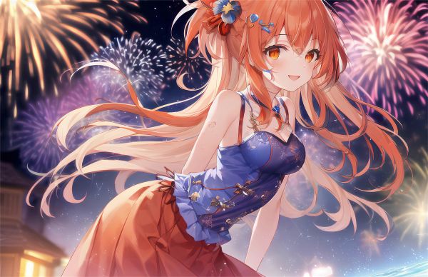 anime,anime girls,ai art,fuochi d'artificio