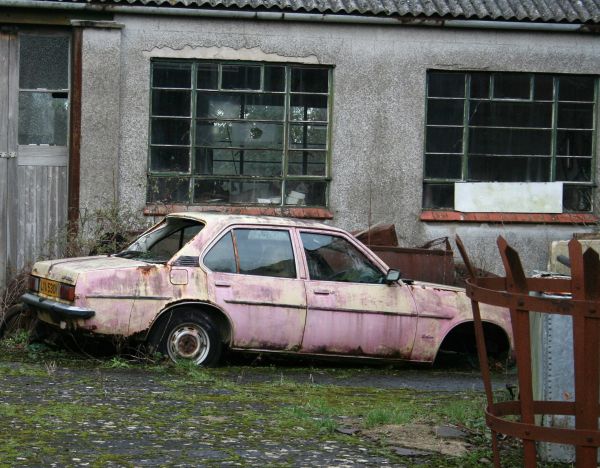 strada, auto, abbandonato, veicolo, strada, relitto