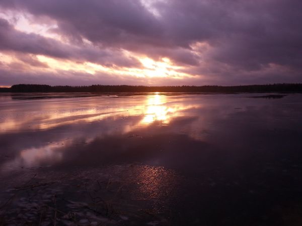 zonlicht, zonsondergang, zee, meer, water, kust-