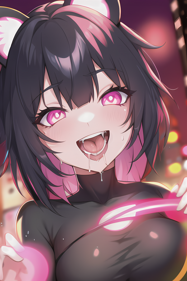 anime girls,sorridente,occhi rosa,capelli neri,sport,luci