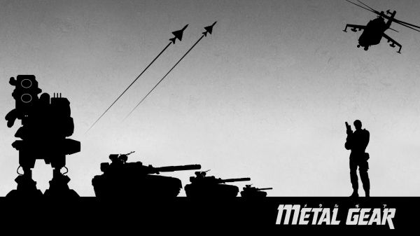 Metal Gear Solid,Μεταλλικός εξοπλισμός,μονόχρωμος,ουρανός,σιλουέτα,ΣΤΡΑΤΟΣ