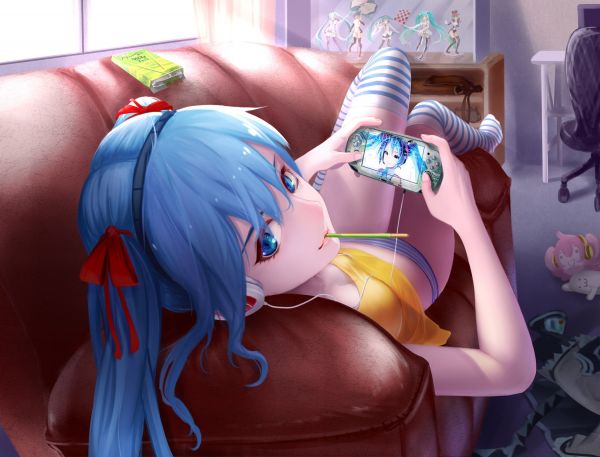 อะนิเมะ,ที่นอน,การ์ตูน,Vocaloid,Hatsune Miku,การ์ตูน