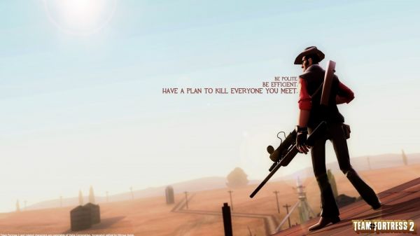 Team Fortress 2,landschap,digitale kunst,hemel,woestijn,scherpschuttersgeweer