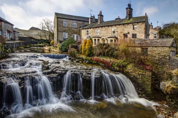 england,flod,Vattenfall,vatten,byggnad,Turism