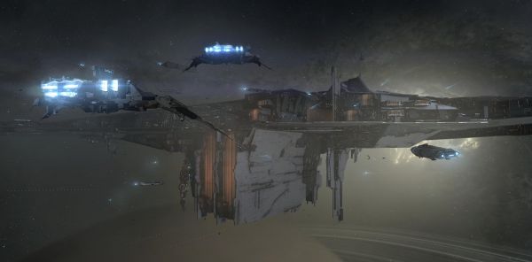 EVE Online, CCP, éjszaka, visszaverődés, hó, légkör