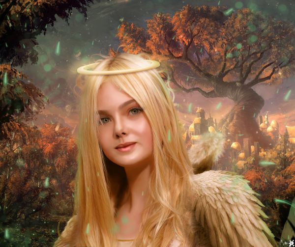 Photoshop,Elle Fanning,Art fantastique,Peinture numérique