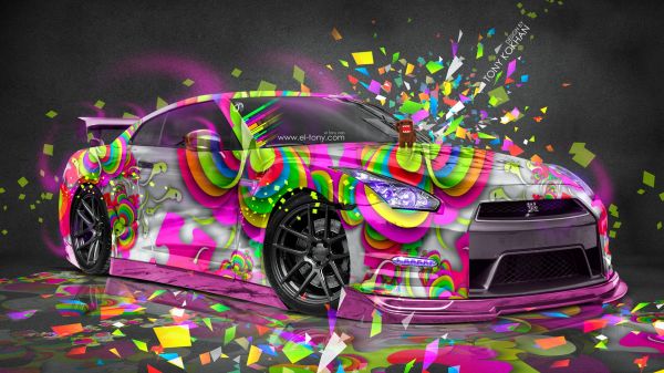 bunt,Illustration,Nacht-,Nissan,Nissan GTR,Super Auto