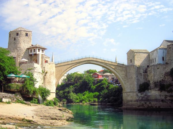 Turismo,puente,río,Bosnia y Herzegovina,arco,restos