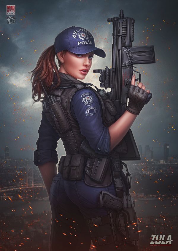 Ballistic vest,air gun,casque,cg artwork,flash photography,gant