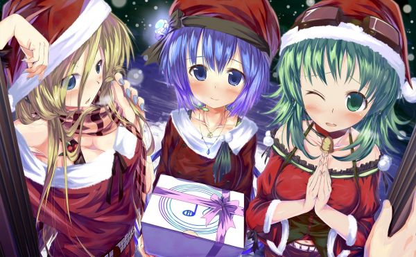 anime,pirang,2000x1237 px,aoki,biru,hari Natal