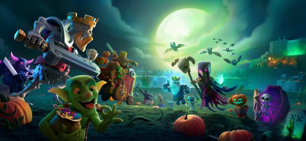 Loading screen,Video Game Art,Clash of Clans,bats,goblin,Halloween