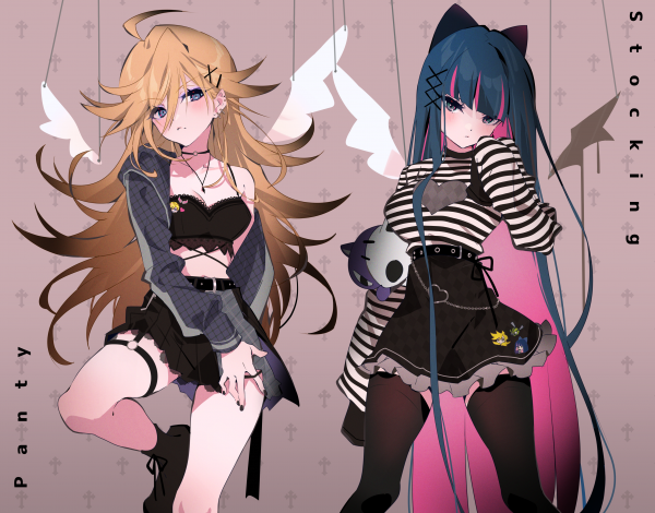 Anime,Filles anime,Panty and Stocking with Garterbelt,Stock anarchique,Anarchie Panty,Fond simple