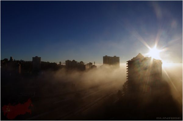 Canada, city, fog, Vancouver, sunrise, AM