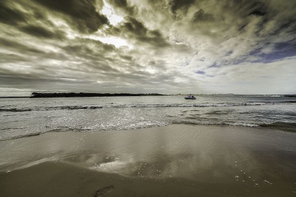 paesaggio, mare, acqua, puntellare, luce del sole, sabbia