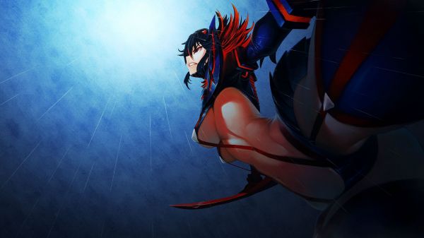 sfondo semplice,anime,anime girls,Kill la Kill,blu,subacqueo