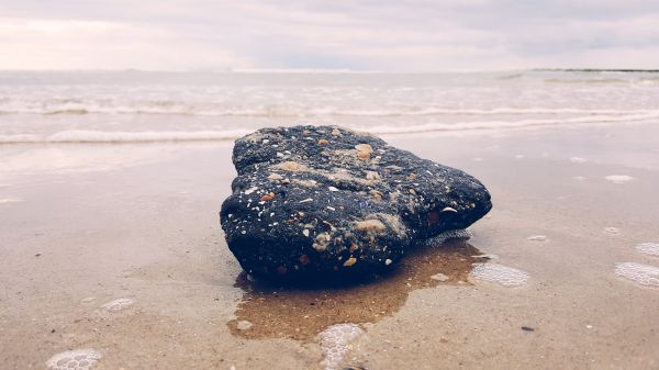 paisaje, mar, rock, apuntalar, agua, arena