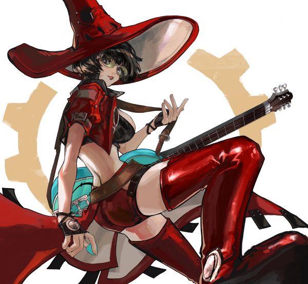 gitar elektrik,gadis anime,Guilty gear,Guilty gear strive,thigh high boots,Aku ada Guilty Gear